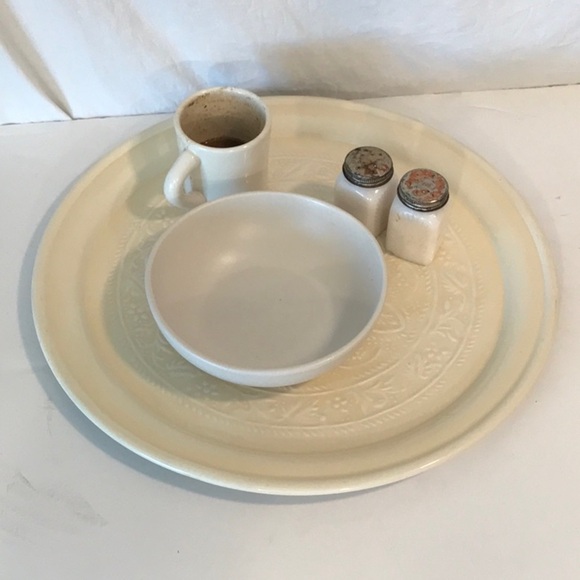 GIANT Holiday Tin Ceiling Metal Coffee Serving Tray  Embossed Round Serving Tray - Picture 3 of 11